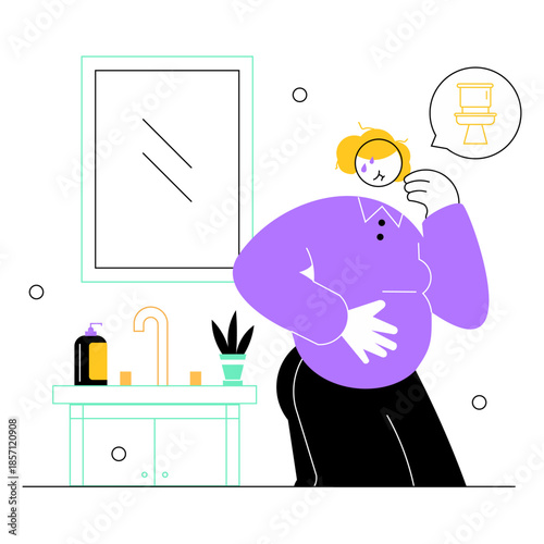 Pregnant Woman Feeling Morning Sickness Concept Illustration