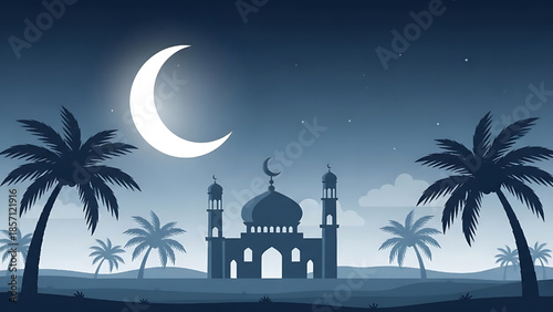 Serene and spacious Islamic mosque interior with elegant architectural details, featuring rows of traditional hanging lanterns and beautifully patterned prayer carpets in a tranquil worship hall