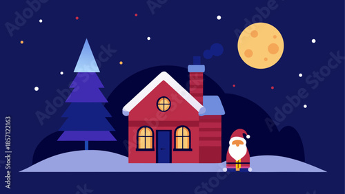 Cozy cottage under the moonlight