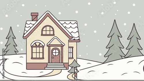 Cozy cottage in winter wonderland