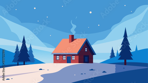 Cozy cabin in winter wonderland