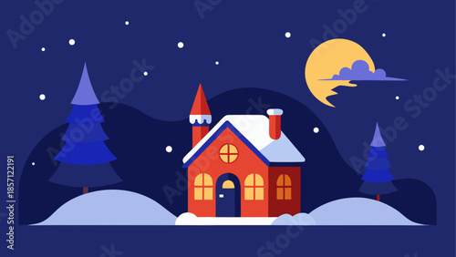 Cozy cottage in winter wonderland