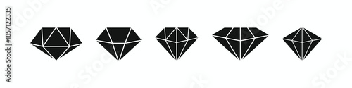 Collection of black diamond silhouette icons. Professional gemstone vector set for expensive jewelry shop identity and fashion graphics