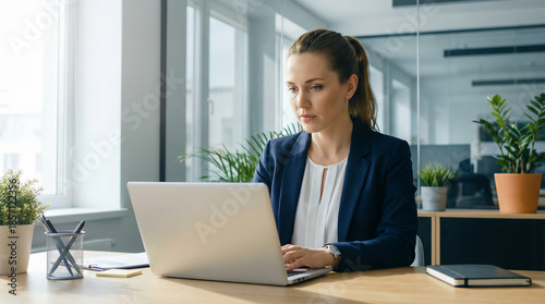 young businesswoman working on laptop