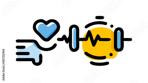 Heart Care and Fitness Line Color Icon