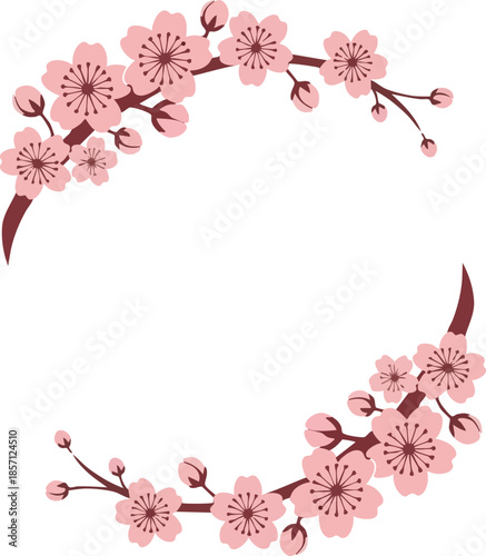 Pink flower frame background with watercolor