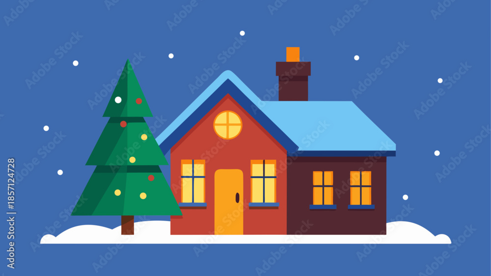 Fototapeta premium Cozy winter home with christmas tree