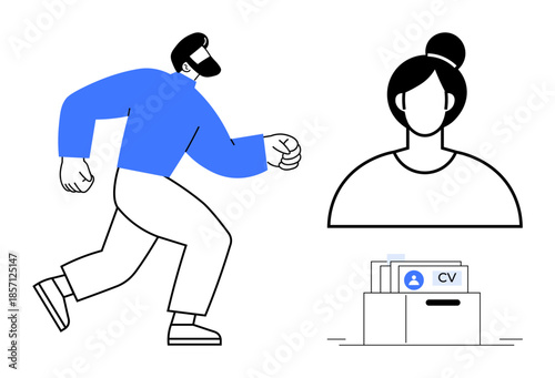 Recruitment concept. Recruitment via job applications, resumes, and candidate profiles. Recruitment s hiring workflows and employee search tools. For HR, hiring, career platforms, staffing strategies