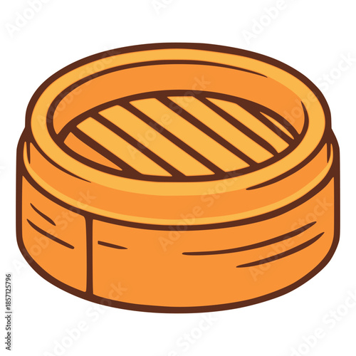 traditional bamboo steamer flat color vector illustration template design