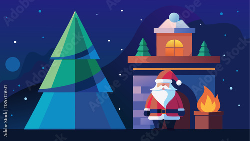 Santa claus by the cozy fireplace