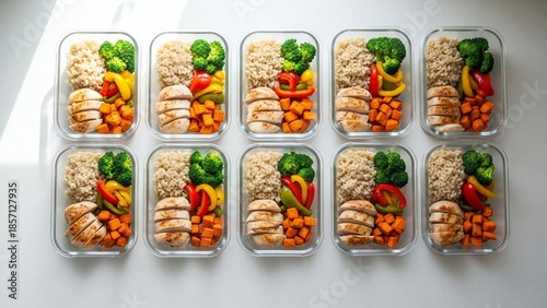 Wallpaper Mural A neatly arranged collection of healthy meal prep containers on a white surface Torontodigital.ca