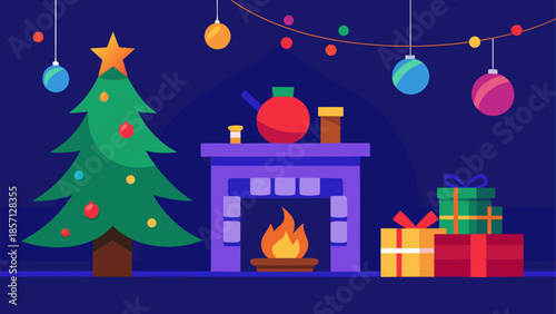 Cozy christmas night scene