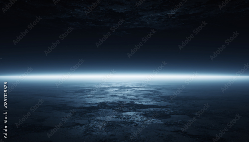 Fototapeta premium Earth Horizon From Space With Glowing Atmosphere Rim.