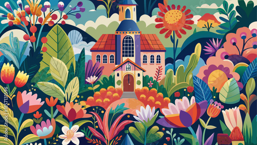 Vibrant cottage in a lush garden