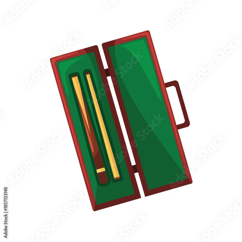 Billiard cue with case icon vector illustration, billiard cue clip art, billiard equipment icon, snooker pool accessories vector illustration