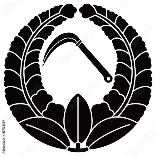 家紋です。上り藤に左鎌といいます。