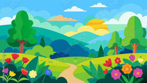 Vibrant countryside pathway