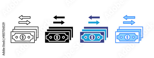 Money Flow icon set multiple style collection