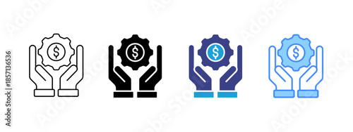 Financial Control icon set multiple style collection