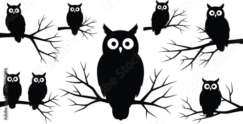 Black silhouette set of wild ducks flying over tall marsh grass and cattails isolated on white background for nature designs,