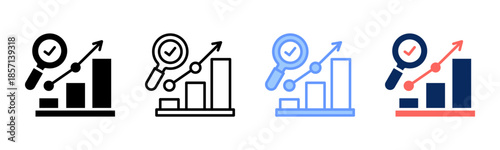 Market Fit Lens icon set multiple style collection