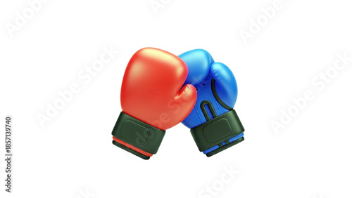 3D Red and Blue Boxing Gloves on transparent background