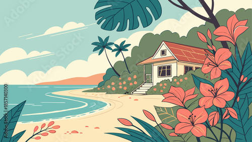 Tropical beachside cottage
