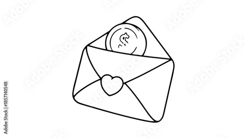 Vector illustration of a diamond engagement ring over an abstract background featuring a mail icon for business communication and digital message correspondence