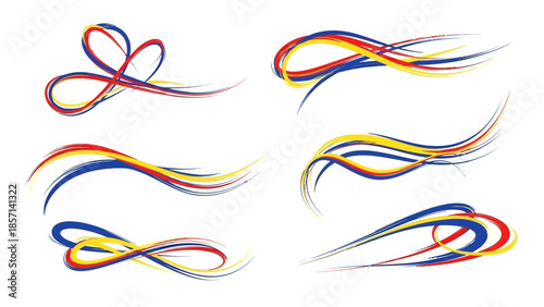 Abstract Colorful Swirls and Strokes Design Elements Collection.