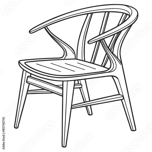Modern bamboo chair with curved backrest