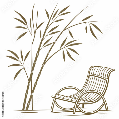 Bamboo chair beside bamboo tree