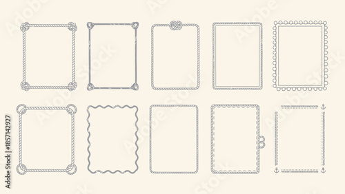 Vintage rope and stitched frame designs for photo and text