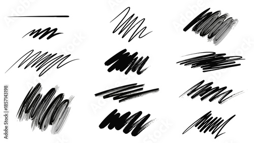 Collection of various hand-drawn black scribble and sketch lines on a white background.