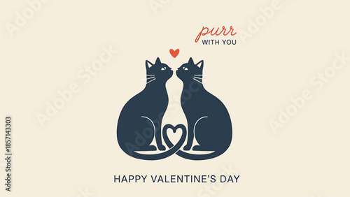 Adorable cats sharing a romantic Valentine's Day moment