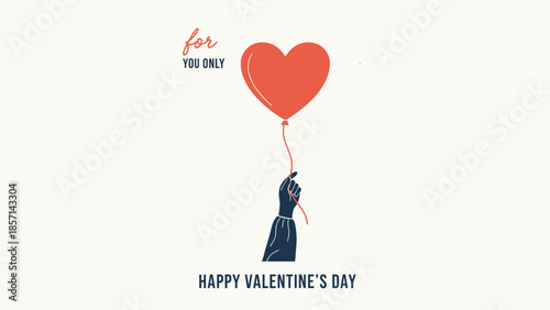 Hand holding heart shaped Valentine's Day balloon