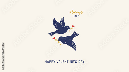 Lovely birds with hearts for Valentine's Day celebration