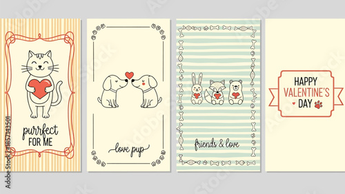 Adorable Valentine's Day cards with cute animals and love messages