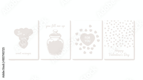 Valentine's Day card templates with heart designs and sweet messages