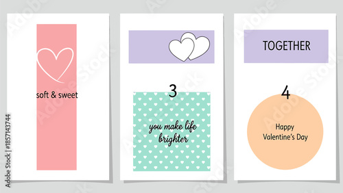 Valentine's Day cards with sweet messages and heart designs
