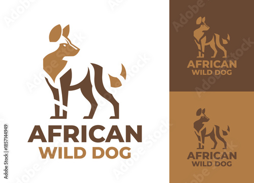 African Wild Dog Logo Modern Minimalist Safari Emblem