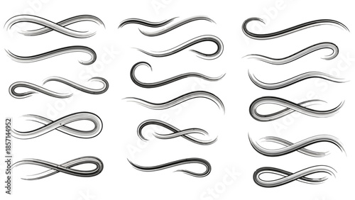 Set of hand drawn ink brush strokes and flourishes.