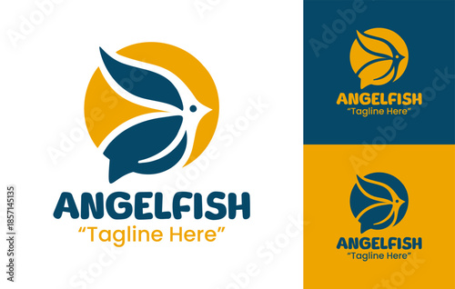 Angelfish Logo Modern Minimalist Aquatic Emblem