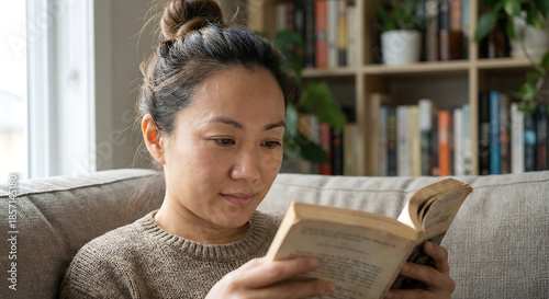 young woman reading a book