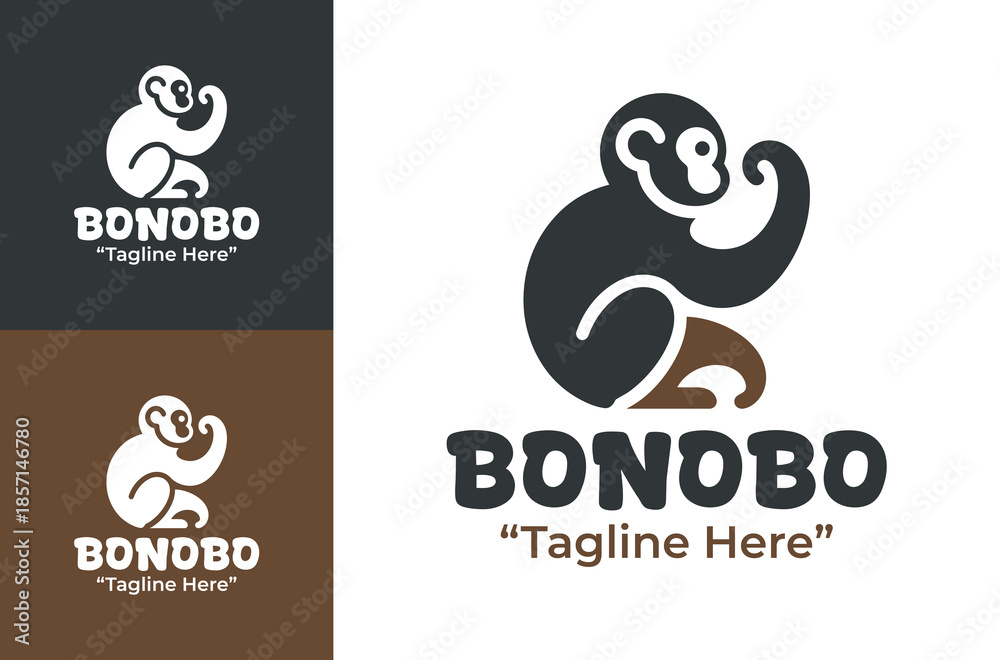 Fototapeta premium Bonobo Logo Modern Minimalist Wildlife Branding