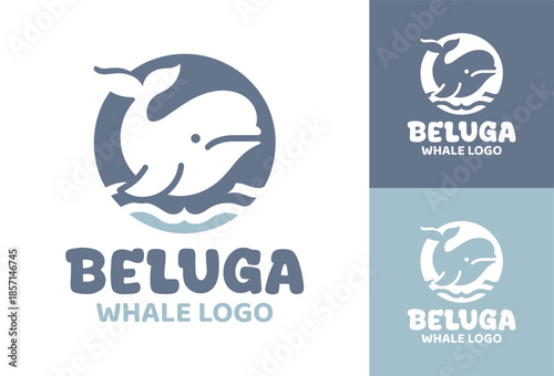 Beluga Whale Logo Modern Minimalist Marine Identity