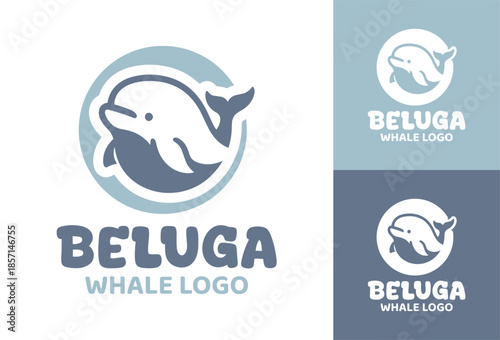 Beluga Whale Logo Modern Minimalist Ocean Emblem