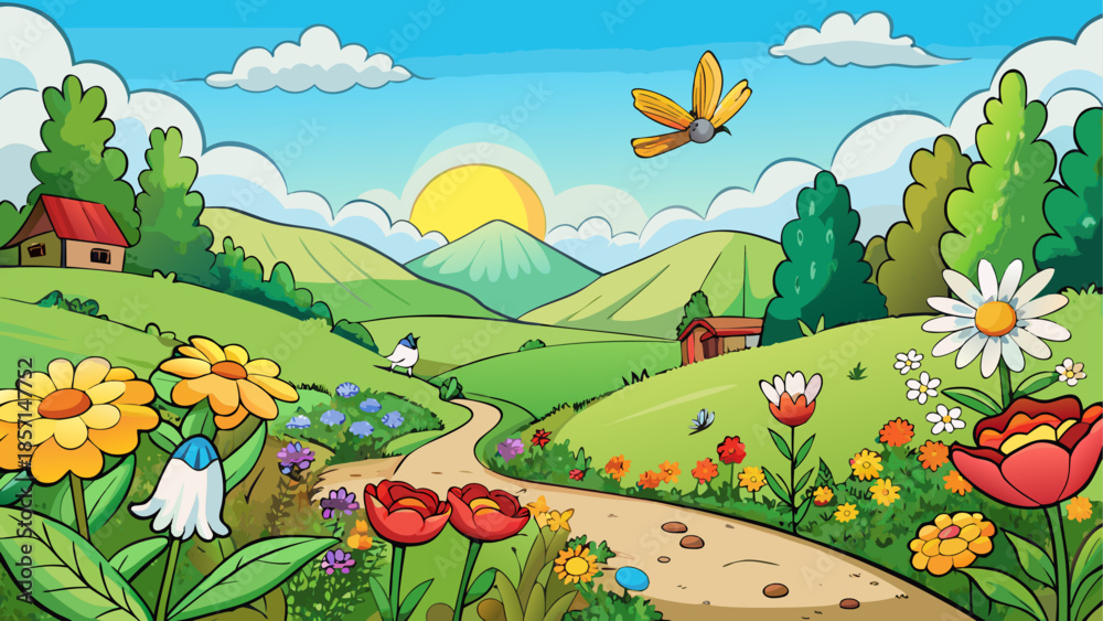 Naklejka premium Serene countryside pathway
