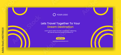 Online Ticket Travel Hand Drawn Flat Cartoon Illustration for Social Media Cover