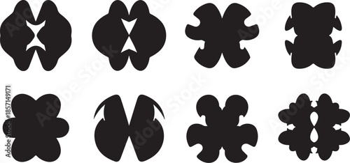 black abstract shapes on white background