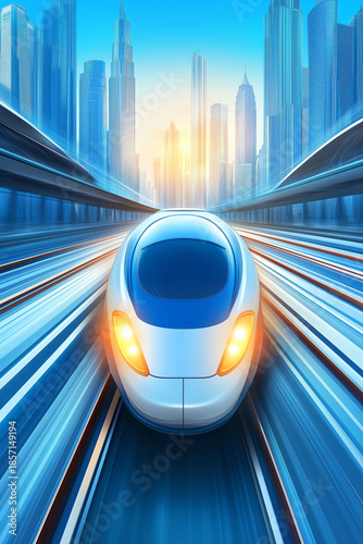 Tech illustration of a moving train